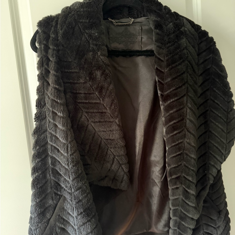 Jou Jou Dark Brown Faux Fur Teddy Jacket